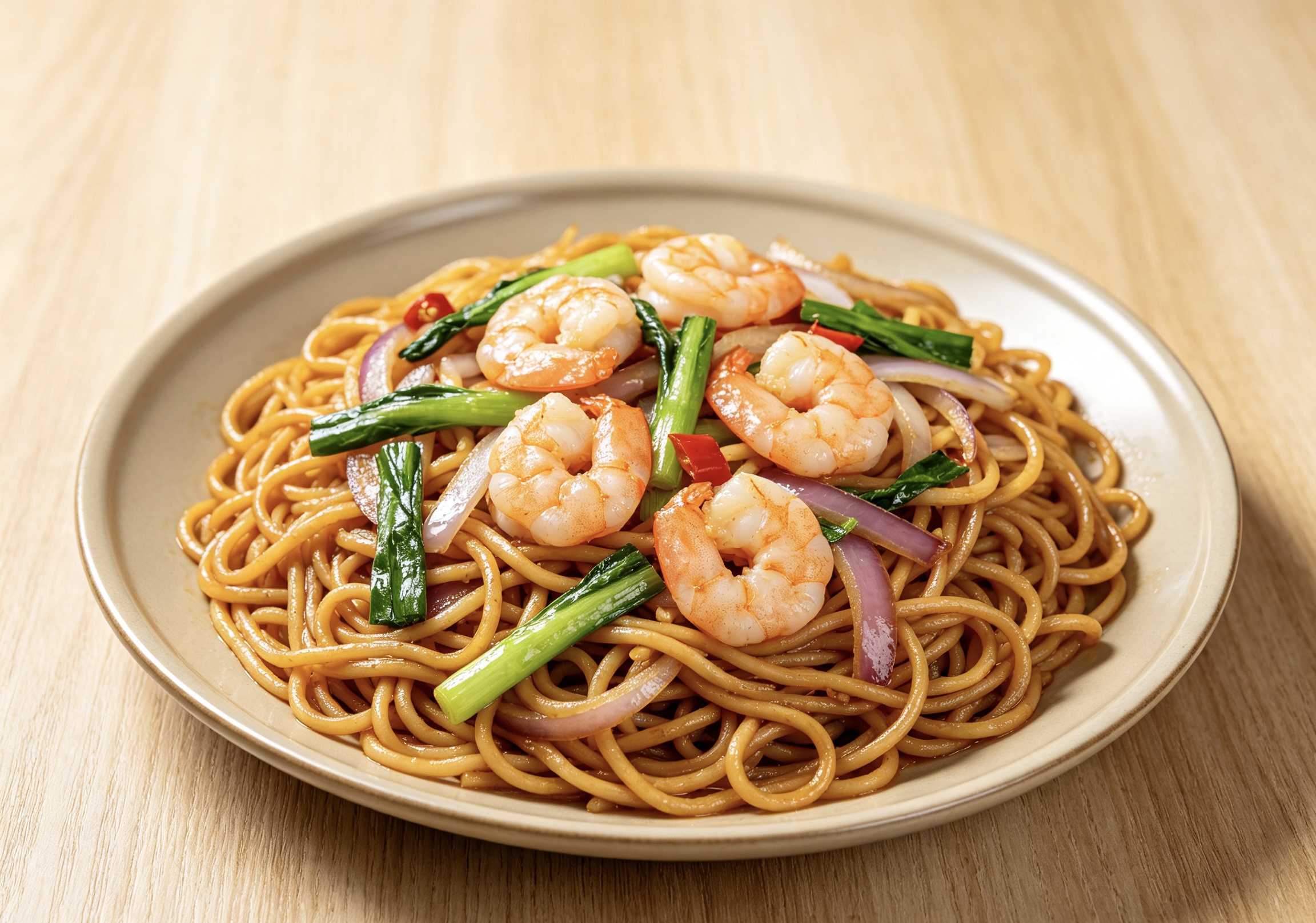 Nouilles sautées aux crevettes